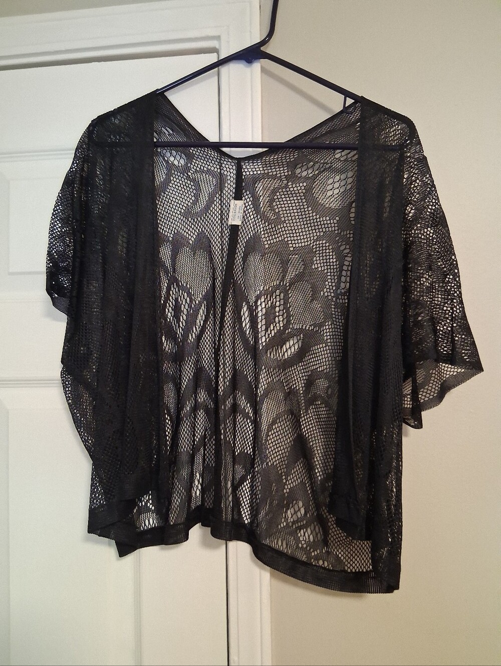 Black Lace Sheer Kimono Cardigan, No Size Listed, Gothy